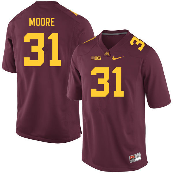 Men #31 Kendall Moore Minnesota Golden Gophers College Football Jerseys Sale-Maroon - Click Image to Close